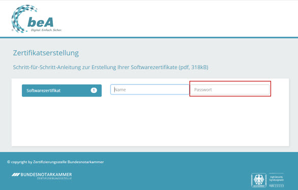 beA Software-Zertifikat 1. Passwort.jpg